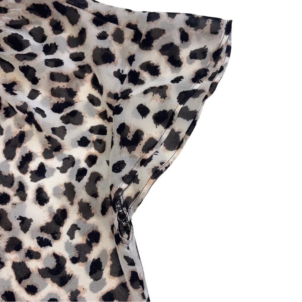 Express Leopard Print Ruffle Neck Blouse – Size Small - Picture 4 of 5